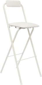 1 Pcs Folding Bar Stool with Backrest 29.5 Inch Tall Foldable Stool Chair Portable High Folding Bar Chair Counter Height Seat Cushioned Padded for Kitchen Island Shop Cafe Dining Room (White)