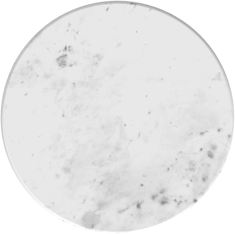 MAKLAINE Round Contemporary Marble Top Side Table in White and Gold