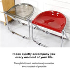 Acrylic Folding Stool Transparent Ergonomic Chair Stackable Dining Metal Frame for Balcony Dining Room(Red)