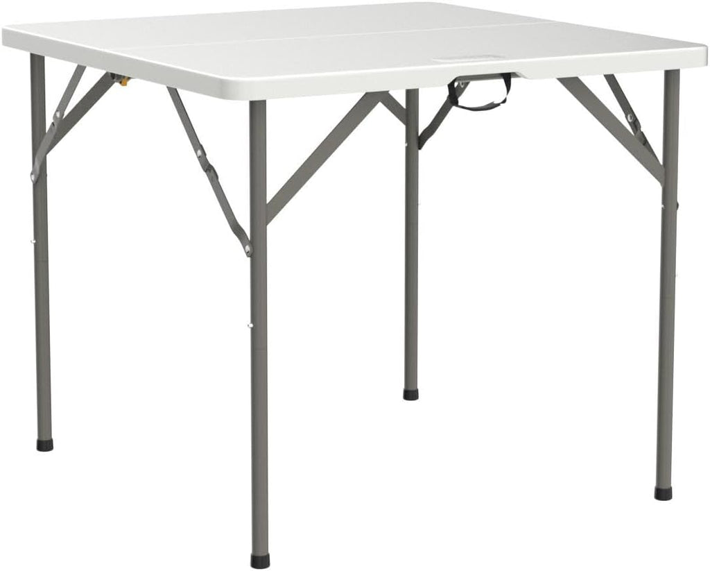 VINGLI 34" Fold in Half Square Table, Bi-Folding Commercial Portable Plastic Dining Table for Kitchen Outdoor Party Wedding Event, White
