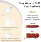 ELFJOY Chair Cushions for Dining Chairs 18" x 18" x 3" Kitchen Chair Cushions Set of 4 Tufted Chair Pads with Ties and Non-Slip Backing Comfortable Seat Cushion for Indoor Dining Room (Rust)