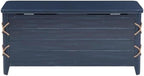 BOWERY HILL Modern Wood Rope Storage Chest, 38" L x 18" D x 18" H, Cedar Lined, Blue Finish, Paneled Design with Rope Trim, Versatile for Blanket Storage, Seating, or Coffee Table Use
