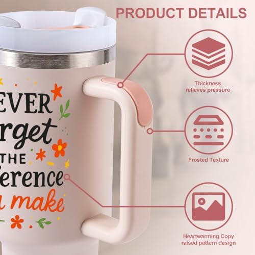 Thank You Gifts for Women, Never Forget the Difference You Make Tumbler - 40oz Stainless Steel Insulated Tumbler with Lid - Appreciation Retirement Gifts for Women, Farewell Gift for Coworkers