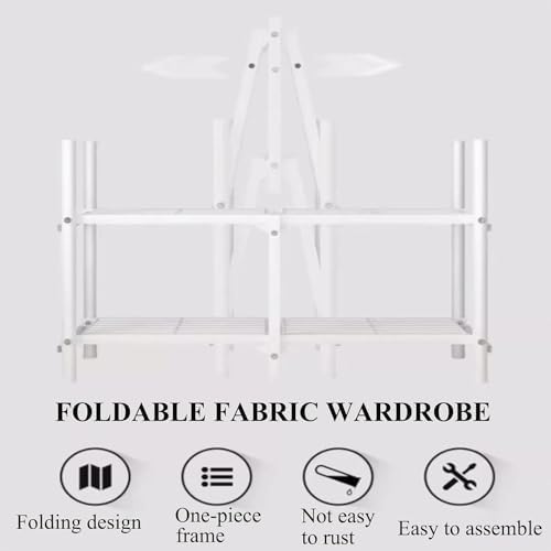 Portable Closet Foldable Wardrobe Steel Tube Thick Storage Bedroom Household Storage Fabric Wardrobe Easy to Assemble Temporary Closet