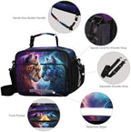 Cheetah Tiger Galaxy Lunch Box for Boys Girls Insulated Lunch Bag Kids Cooler Tote Shoulder Strap Reusable School Picnic Travel Office