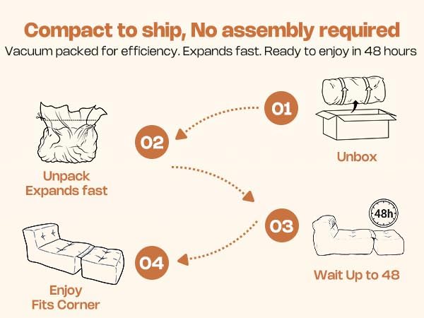 Outdoor Indoor Bean Bag Chair with Ottoman, 2-in-1 Lounge Beanbag with Foam Filling, Waterproof Outdoor Bean Bag & Full-Body Support for Patio Deck Poolside Backyard, Beige