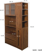 Farmhouse Kitchen Pantry Cabinet, 70.87" Tall Freestanding Cupboard with Multi-Tier Storage Rack and Microwave Stand for Kitchen, Dining Room, Walnut