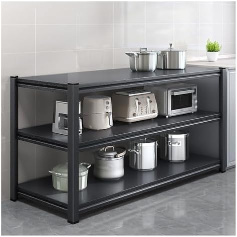 Multifunctional Microwave Stand Kitchen Counter Shelf Heavy Duty Metal Shelving Unit Pot Storage Rack Tableware Organizer (Black 100x40x80cm)