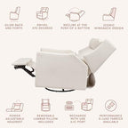 Babyletto Kiwi Plus Power Recliner and Swivel Glider with Power Headrest and USB Port in Performance Cream Eco-Weave, Water Repellent & Stain Resistant, Greenguard Gold and CertiPUR-US Certified