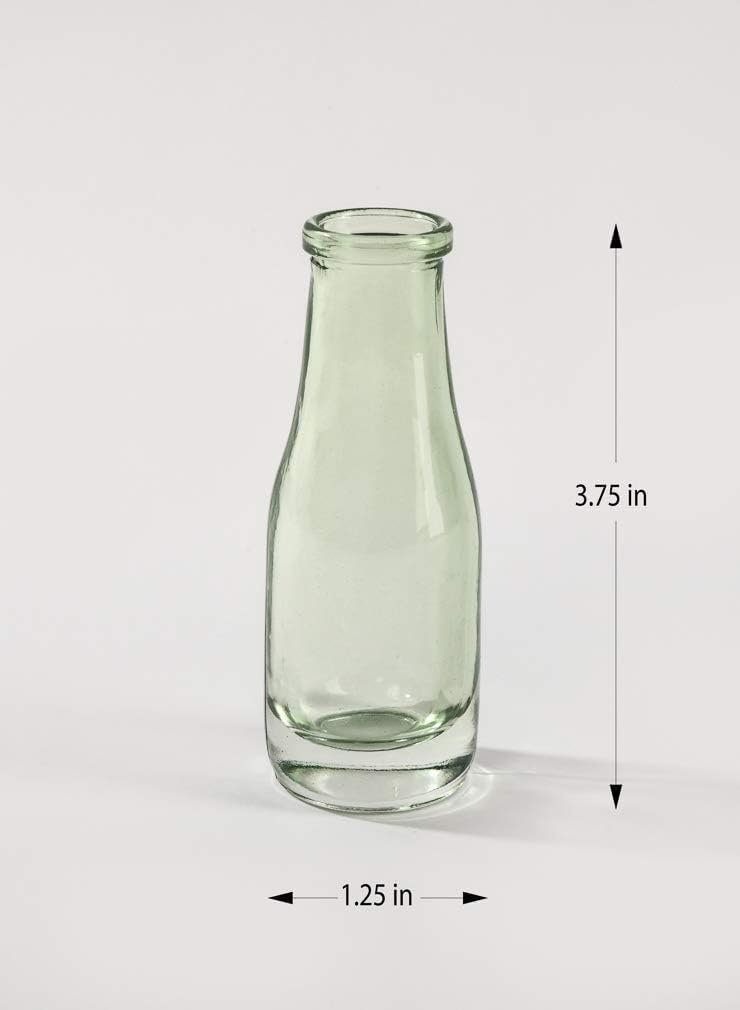 Serene Spaces Living Mini Green Glass Bud Vase, Centerpiece for Wedding Reception, Mini Flower Vases for Home Decor, Vintage Bottle Style Vase, Pack of 48