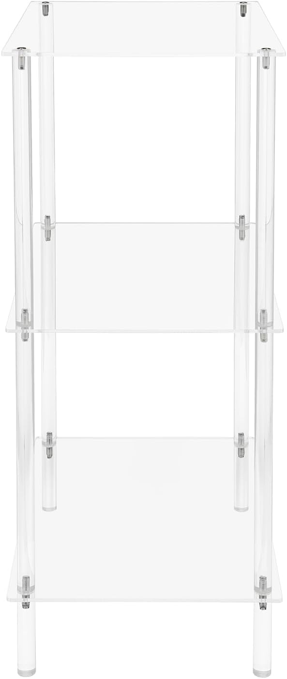 3-Tier Acrylic Record Player Stand, Clear Vinyl Record Storage Table with 11 lbs per Shelf, Modern End Table/Side Table for Living Room, Bedroom, Bathroom, Easy Assembly, Polished Finish