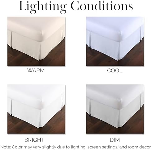 Southshore Fine Living, Inc. Queen Bed Skirt 14 Inch Drop, Pleated Dust Ruffle for Bed Skirting Queen Size - Platform Cover, Split Corners, Wrinkle Resistant, Soft Easy Care Microfiber - Bright White