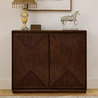 LKTART Mid Century Modern Sideboard Buffet Storage Cabinet with Doors and Shelves,Wood Coffee Bar Storage Cabinets for Kitchen, Dining Room, Living Room-Dark Walnut
