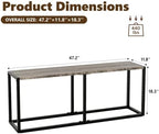 VINGLI 47.2 Inch Indoor Outdoor Bench, Charcoal Gray Dining & Patio Bench with Heavy Duty Metal Frame, Backless Seating Bench for Dining Room, Garden, Porch, Balcony & Entryway