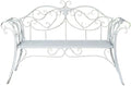 Patio Benches Iron Garden Lounge Chair with Double Backrest, Outdoor Patio Furniture for Courtyard(White)
