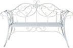 Patio Benches Iron Garden Lounge Chair with Double Backrest, Outdoor Patio Furniture for Courtyard(White)