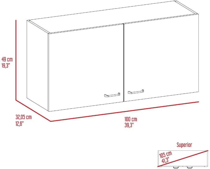 White and Light Grey 2-Door Wall Cabinet, 2-Compartment Kitchen Storage & Organization