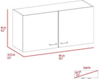 White and Light Grey 2-Door Wall Cabinet, 2-Compartment Kitchen Storage & Organization