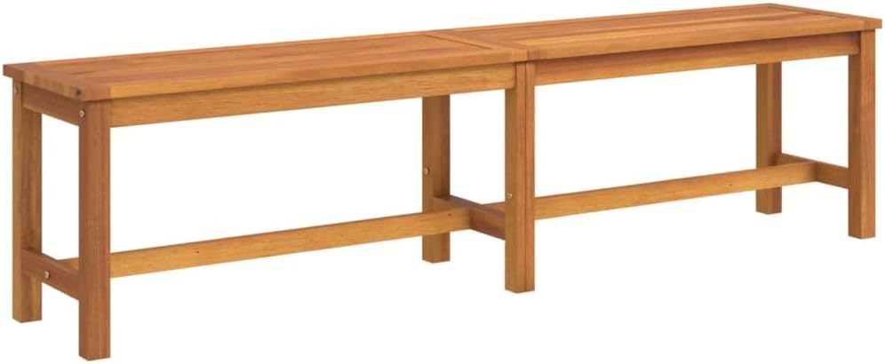 70.9 Inch Solid Acacia Wood Garden Bench, Outdoor Patio Seating, Rustic Brown Wooden Bench for Backyard, Balcony and Terrace, Seats 3 Adults