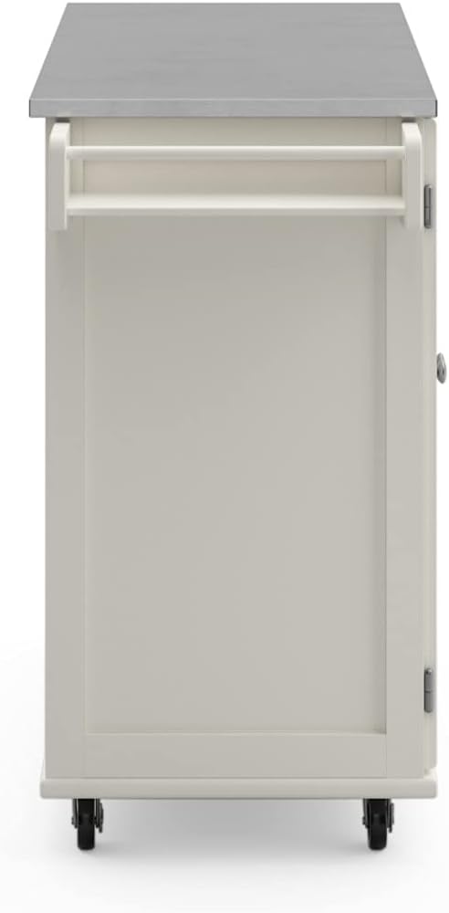 53.5" Kitchen Island Cart with Storage, Rolling Kitchen Cart on Wheels with Stainless Steel Top, Mobile Prep Station with Drawers, Cabinets, Adjustable Shelves & Towel Rack, Solid Wood, Off White