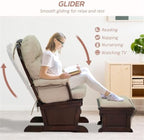 Nursery Glider with Ottoman, Upholstered Comfort Glider Rocker with Padded Cushion, Storage Pocket, Rocking Chair Nursery for Breastfeeding, Napping