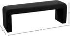 Meridian Furniture Minimalist Collection Modern | Contemporary Velvet Upholstered Bench, 53" W x 14.75" D x 18.25" H, Black