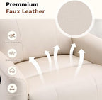 HAOMARKETS Swivel Rocker Recliner Chair Set of 2, Manual Faux Leather Glider Rocking Recliners for Adults, 360° Swivel Nursery Reclining Sofa with Padded Backrest for Living Room, White