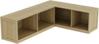 L-Shaped Corner Banquette Storage Bench, Entryway Bench with Open Shoe Storage Shelves for Bedroom, Kitchen Breakfast Nook Corner Benches for Dining Room, Living Room,Oak Color (No Cushion)