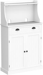 ARTPOWER 54" Kitchen Microwave Cabinet/Stand with Storage and Drawers, Pantry Storage Cabinet with Hutch & Adjustable Shelves for Kitchen, Dining Room, Living Room, Hallway in White