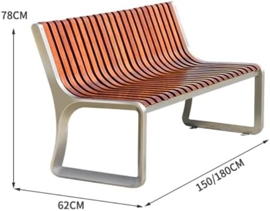 Outdoor Bench, Wood Backrest Park Bench, 2-Person Outdoor Leisure Seating for Park & Residential Garden Bench(180cm)