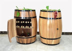 Solid Wood Whiskey Barrel Table, Rustic Wine Barrel Side Table with Shelves, Whiskey Cabinet Home Decor for Home Bar or Living Room(Natural,Large)