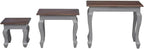 4-Piece Solid Mahogany Wood Nesting Table Set in Brown and White with Stands for Living Room, Vintage Style Stackable Side Tables for Space Saving Design
