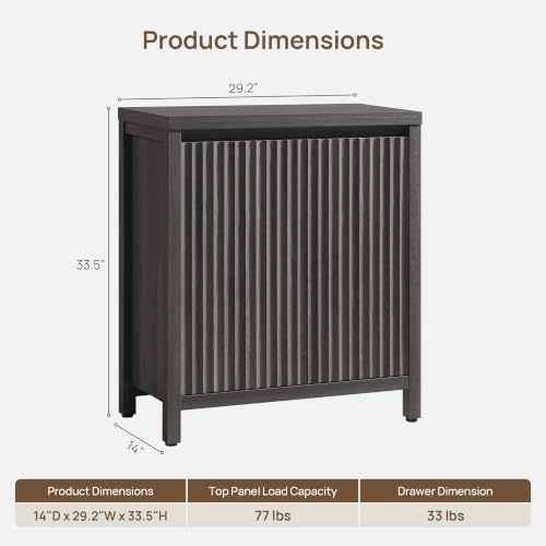 SICOTAS Sideboard Buffet Cabinet with Storage, Fluted Credenza Buffet Table | Console Cabinet with Adjustable Shelves, Modern Coffee Bar Storage Cabinet for Kitchen, Living Room, Black Oak, 2 PCS
