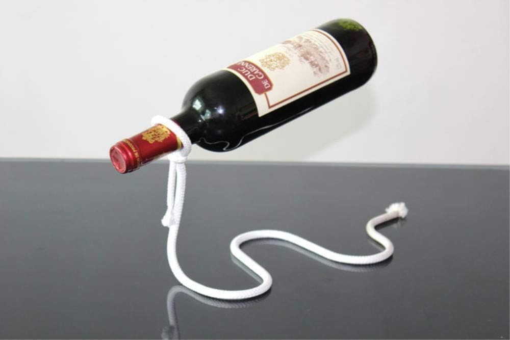 Magic Rope Wine Rack, Creative Metal Chain Suspension Floating Illusion Wine Rack Bottle,Magic Novelty Single Red Wine Bottle Stand for Bar&Home Decoration (White)