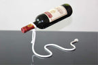 Magic Rope Wine Rack, Creative Metal Chain Suspension Floating Illusion Wine Rack Bottle,Magic Novelty Single Red Wine Bottle Stand for Bar&Home Decoration (White)