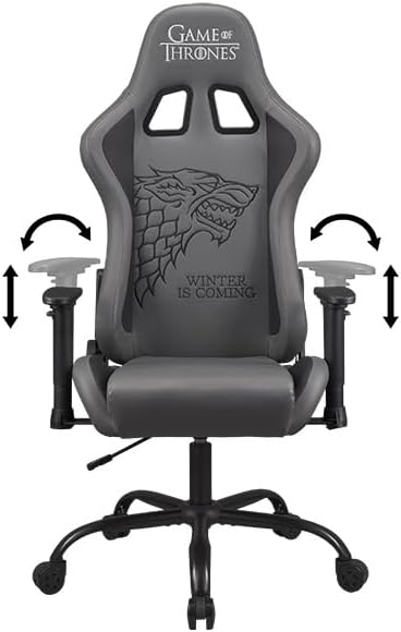 Game of Thrones - Gaming Chair or Office Chair, Adult Gamer Chair, Comfortable seat, Integrated headrest, Adjustable armrests and Height, Ergonomic backrest - Black