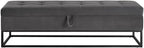 58.6" Bed Bench Metal Base with Storage Black Velvet (Foam + Grey + Velvet)