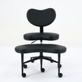 Saiveina Meditation Chair Plus, Cross Legged Chair with Wheels, ADHD Chair, Criss Cross Desk Chair with Lumbar Support and Adjustable Stool, Flexible Design for Fidgety Sitters, Black PU