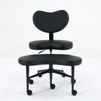 Saiveina Meditation Chair Plus, Cross Legged Chair with Wheels, ADHD Chair, Criss Cross Desk Chair with Lumbar Support and Adjustable Stool, Flexible Design for Fidgety Sitters, Black PU