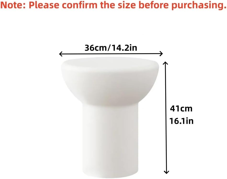 PE Creative Sofa Side Table, Modern Round End Table for Indoor or Outdoor, Multifunctional Minimalist Small Tables for Living Room and Bedroom(White)