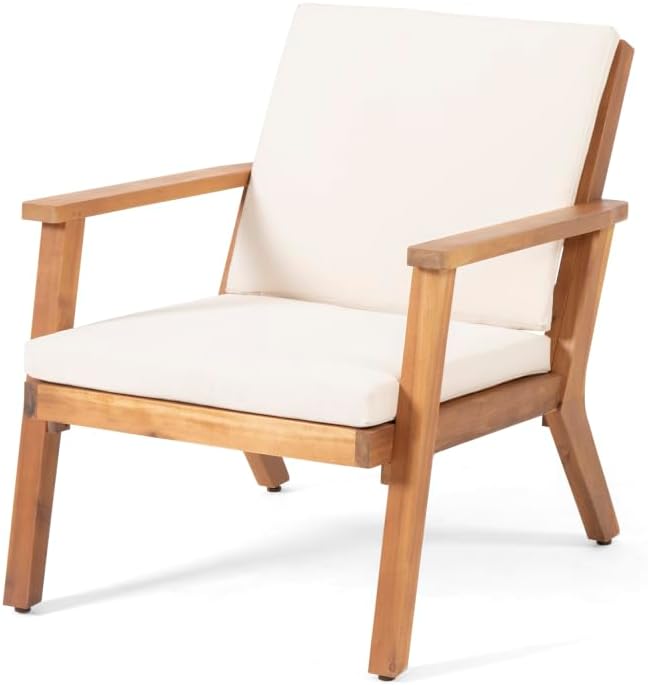 Saiveina Outdoor Acacia Wood Club Chairs with Cushions (Set of 2)