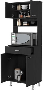 lapday Bay Area Pantry with 2 Door Cabinets, 1 Drawer, 4 Adjustable Metal Legs, for Living Room,Dining Room(13.90"×23.60"×66.50"). (Black)