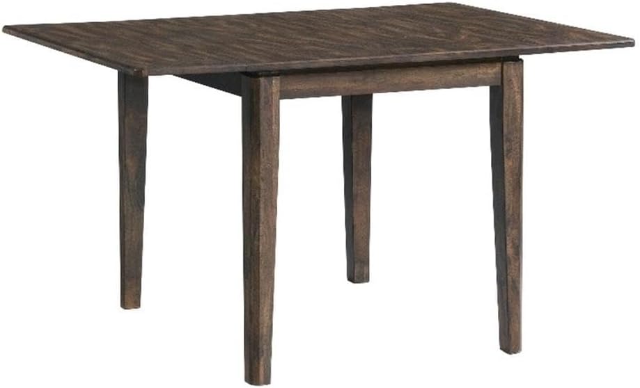 Pemberly Row Contemporary Wood Drop Leaf Table, 50 x 36 x 30 in, Brushed Mango Finish, Solid Mango Hardwood, Hinged Drop Leaves, Square Legs, Versatile Accent Table for Dining or Living Room Use
