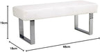 Armen Living Amanda Bench in White and Chrome Finish 48"x18"x19"