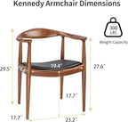 Kennedy Armchair Set of 2, Mid Century Modern Dining Chair, PU Upholstered Kennedy Chair, Ash Wood Armchair for Living Room, Dining Room, Office, Kitchen, Fully Assembled (Walnut)