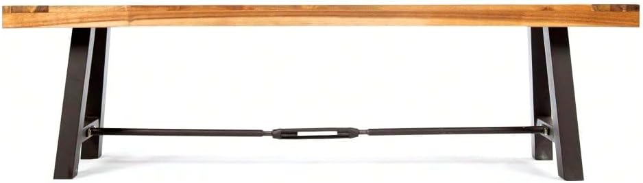 Acacia Wood Outdoor Dining Bench, Backless Patio Bench for Garden and Poolside