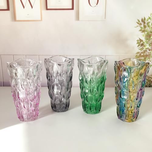 Unbreakable Flower Glass Vase 2.4lb 9.5inch Sparkle vase Bohemian Style, for Centerpieces,Kitchen,Office, Living Room,Wedding,Perfect Home Decor Glass Vase (Gradient Gray)