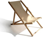 Wooden Folding Beach Chair, Outdoor Sling Chair with Beige Canvas, Portable Lounge Chair for Patio, Deck, Yard, Poolside, Beach, Balcony