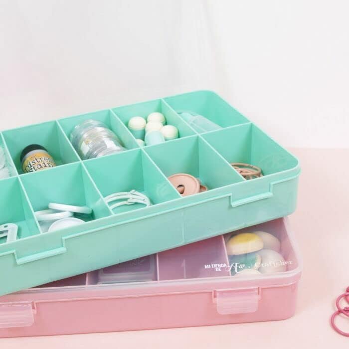 Craftelier - Mini Organizing Box with 10 Compartments for Scrapbooking and Craft Materials | Dimensions 14.6 x 9.1 x 3.2 cm (5.75“ x 3.6” x 1.25") - Clear & White Color