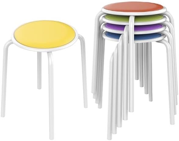 Yaheetech Metal Stack Stool with Plastic Padded Seat for Offices and Homes, Assorted Colors Pack of 5